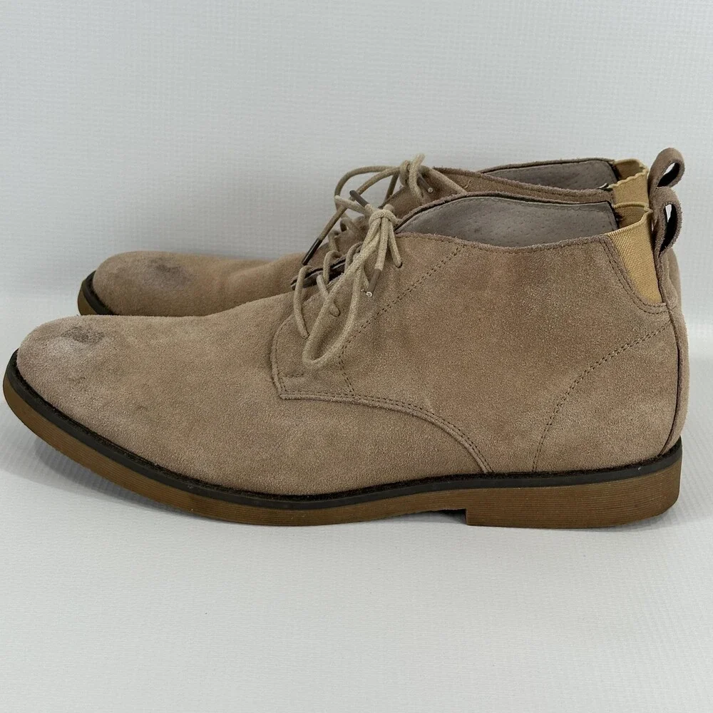 Bruno Marc Boots Mens Size 10.5 Beige Suede Chukka Desert Lace Up Casual